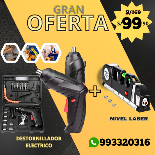 DESTORNILLADOR ELECTRICO+NIVEL LASER